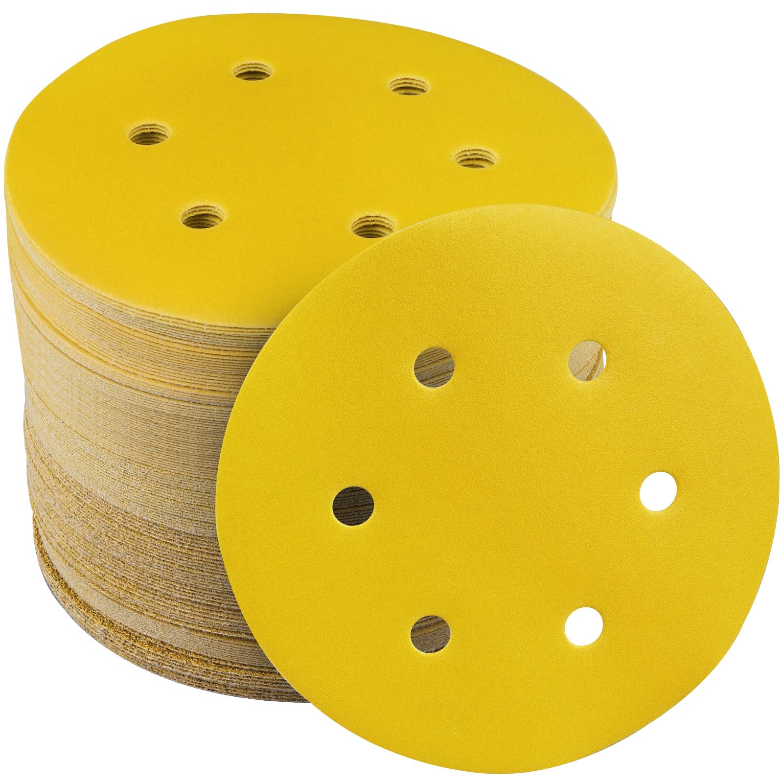 STEBRUAM 60PCS 150mm Sanding Discs,6 Inch Hook and Loop 60/80/120/180/240/400 Grits Sanding Pads for Random Orbital Sander