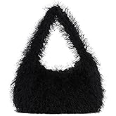 Fecialy Fluffy Purses for Women Cute Fuzzy Tote Handbag Plush Y2K Hobo Shoulder Bag Faux Fur Clutch Bag