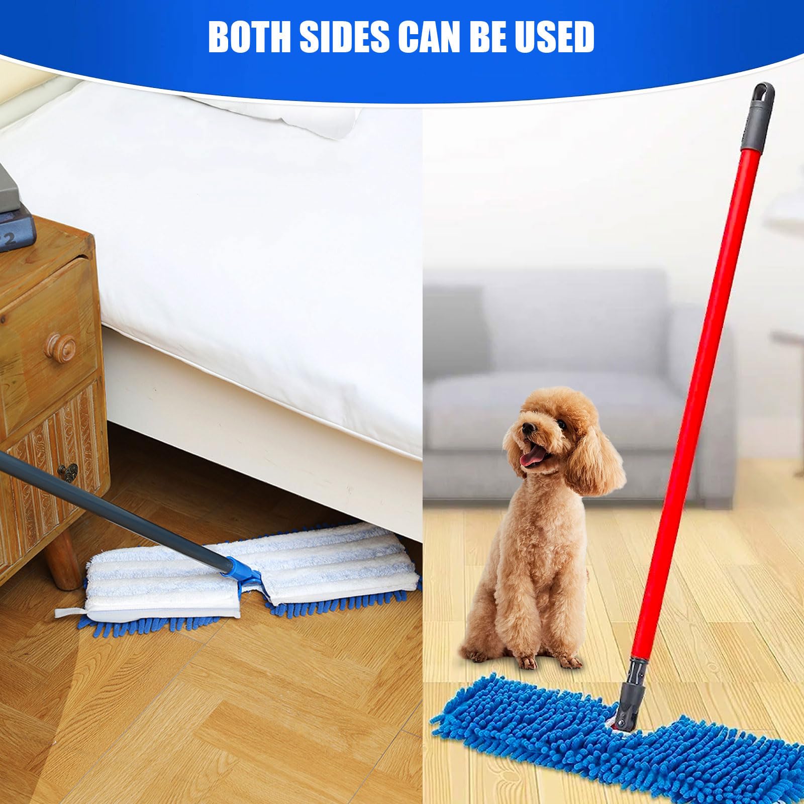 Dovcleing 2 Pack Microfiber Mop Refills Compatible with O-Cedar Dual-Action Flip Mop Resuable Replacement Mop Heads for Dry & Wet Use
