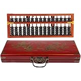 Vintage Chinese Wooden Bead 15 Rods Arithmetic Abacus With Box For Children Adul