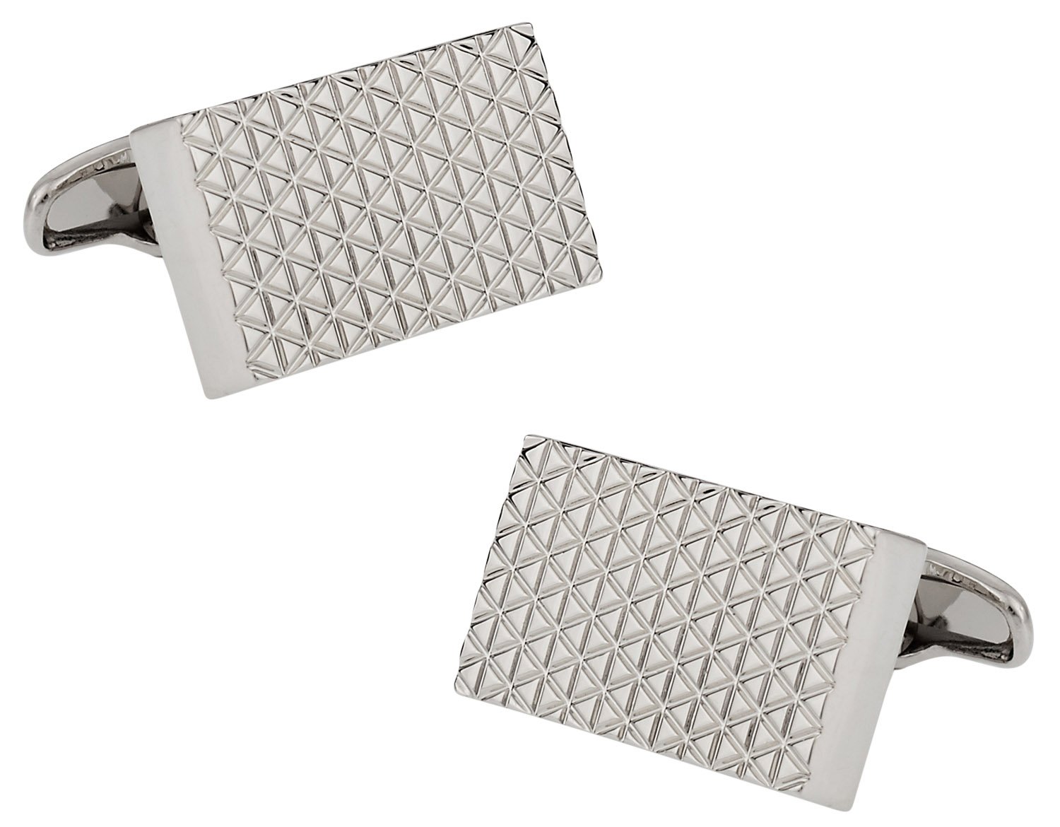 Rectangular Gridlock Cufflinks in Silvertone