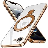 CMYFUTNG for iPhone 16e Case with Magnetic Invisible Ring Stand,Military Drop Protection,Transparent Back Electroplating Process Shockproof Protective iPhone 16e Case Kickstand Gold 24-IP16E-03