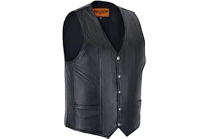 Dream Apparel Mens Leather Motorcycle Vest for Riding, Biker Vest Black Club Vest with 2 Concealed Carry Pockets & Side Laces