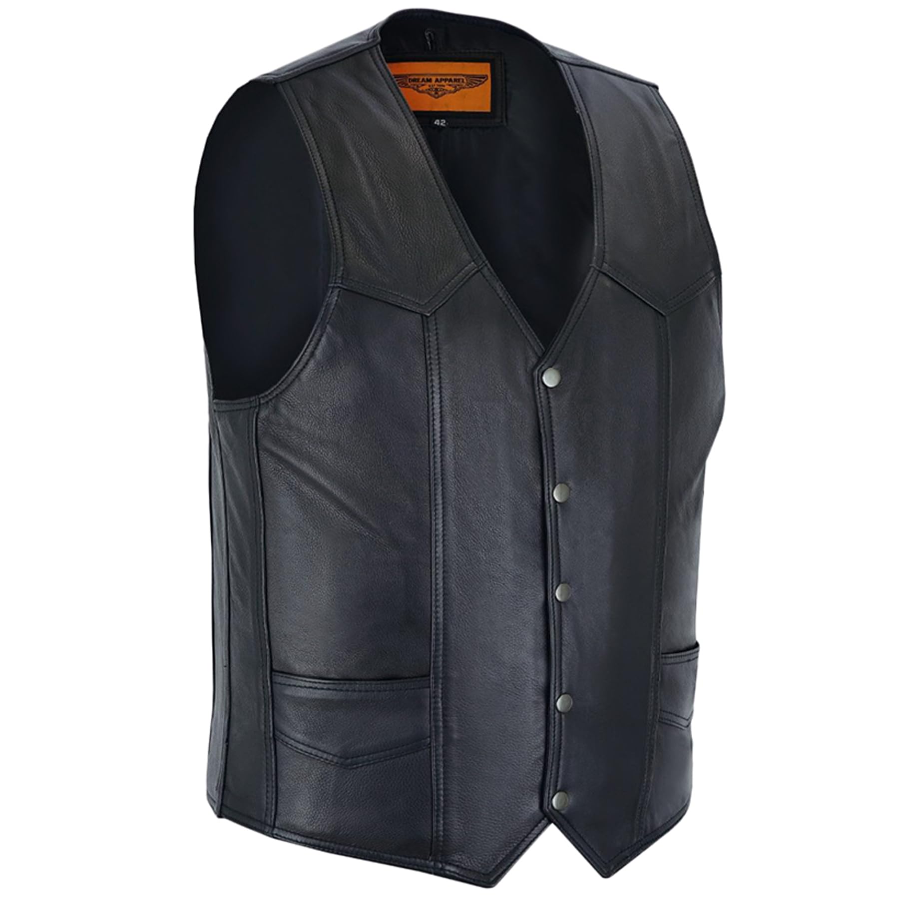 Vest Ridning Dream Apparel Mens Leather Motorcycle Vest for Riding, Biker Vest Black ...
