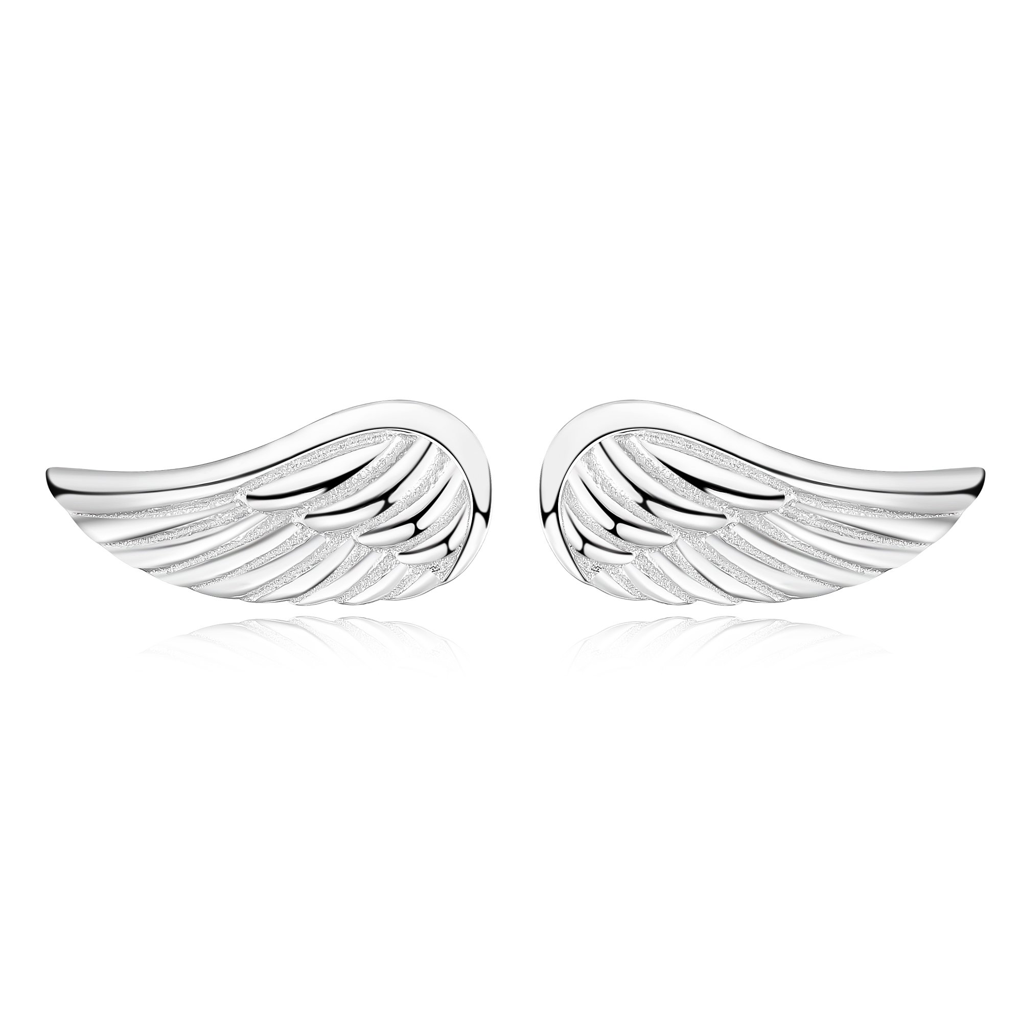 YAFEINI Womens Mens Angel Wings Stud Earrings Sterling Silver Small Wing Earrings Studs Jewellery for Women Girls