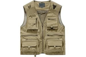 IBIH Mens Outdoor Vest Breathable Quick-Dry Fishing Vest Work Camping Hiking Utility with 14-Pocket