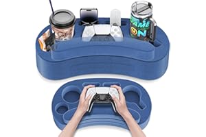 LVVIL Couch Cup Holder Pillow with 6 Slots, Couch Organizer Caddy & Buddy with Customized Game Controller Hole & Armrest Pads, Removable & Washable Drink Pillow Gamer Gift for Remote, Phone, Snack