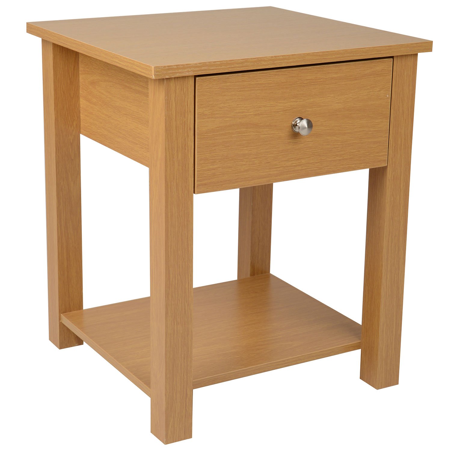 Home Christow Wooden 1 Drawer Bedside Table Bedroom Nightstand White Oak Home & Kitchen
