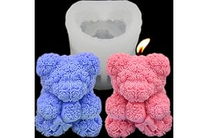 YMMLLP 3D Rose Bear Silicone Molds Candle Making Molds Mother's Day Silicone Molds Resin Mold for Women Gifts,Birthday,Mother,Wedding Gifts and Window Display(Big Bear(Flower))