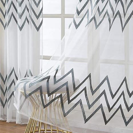 top finel cortinas semitransparentes con ojales para sala de estar cortinas largas bordadas de gasa para ventana para dormitorio