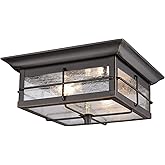 Westinghouse 6578400 Orwell 2 Light Outdoor Flush Mount Fixture in Oil Rubbed Bronze and Clear Glass, 6578400