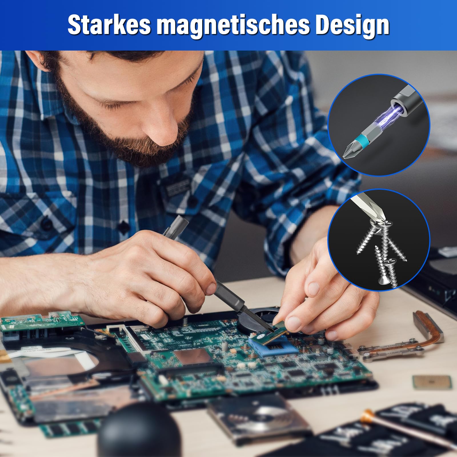Koeutoze 24-in-1 Ratschenschraubendreher Set – Magnetic Screwdriver Set mit S2-Bits, Abnehmbarer T-Ratschengriff, Feinmechaniker Werkzeug Satz für Möbel, Fahrrad, PC-Reparatur, Kompakt & Tragbar 5
