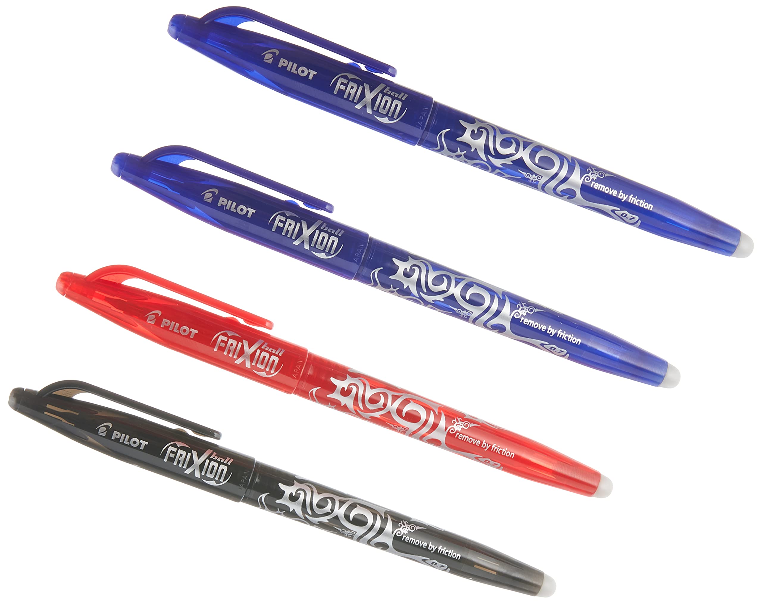 PILOT - FriXion Ball - Erasable Pen, Pack of 4, Multicoloured - Medium Tip