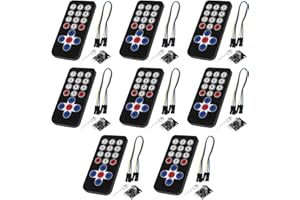 XIITIA 8Sets Infrared IR Remote Control Sensor Module Kits, 17-Key Controller and Receiver with Cable for Arduino