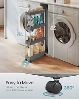 Songmics 4-Tier Storage Trolley with Wheels Dove Grey KSC008G01 14.4x42x86 cm view 6