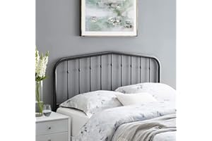 Modway Lennon Modern Farmhouse Metal Full Headboard in Black