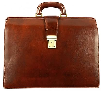 Leather Briefcase, Leather Doctor Bag, Lawyer Bag Large Brown - Time Resistance