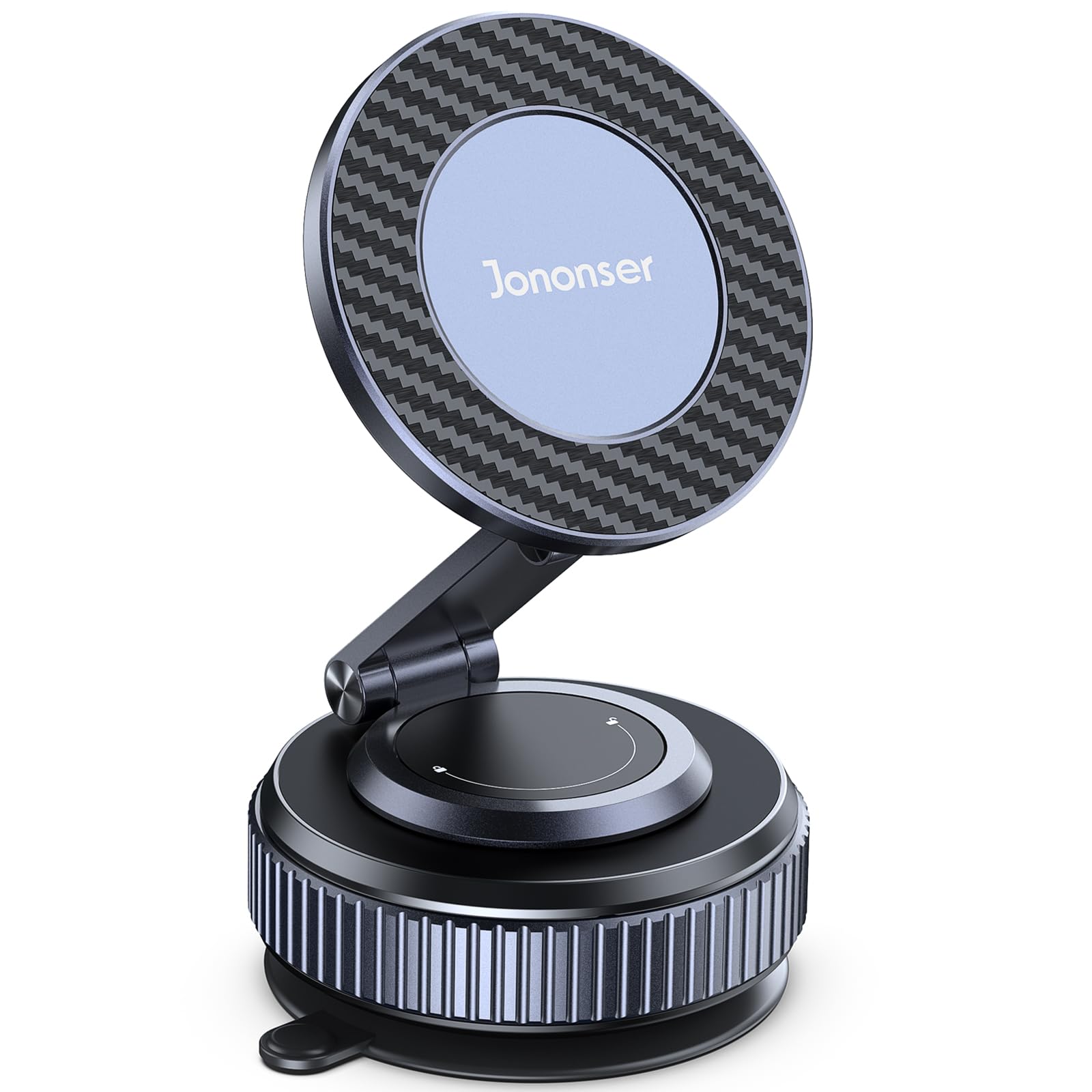 Jononser Suction Phone Mount for Car Dashboard/Windshield - 360°Adjustable Magnetic Phone Holder for Car, Foldable Car Phone Holder for iPhone 17/16/15/14/13/12 Series (Carbon Fiber & Aluminum Alloy)