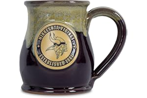 Greater Distance NFL Football Minnesota Vikings 14 oz Two-Tone Tall Belly Mug, Handmade Large Ceramic Coffee Mug With Team Logo for True Fans, Premium Deneen Pottery Made in USA