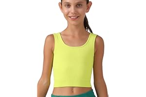 MCEDAR Girls Tank Tops Double Lined Ribbed Knit Crop Tops 2 Pack Basic Sleeveless Athletic Round Neck Dance Top