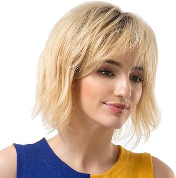 D Dolity Perruque Carnaval Carre Long Hauteur Des Epaules Avec Frange Lisse Blonde Amazon Fr Hygiasne Et Soins Du Corps