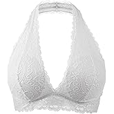 Cotorance Womens Lace Bra No Underwire No Pads V Neck Halterneck Bralettes