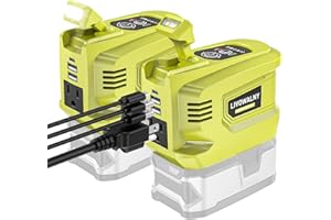 2 Packs Power Inverter for Ryobi 18V, LIVOWALNY Real 200W Battery Inverter 18V to 110V-120V, Portable Power Adapter Charger Adapter Power Station Power Supply 2 USB-A & 1 Type-C & 1 AC (No Battery)