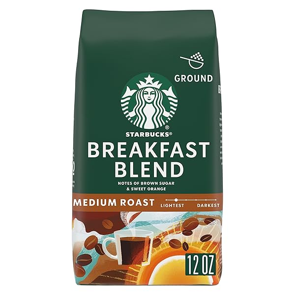 STARBUCKS GROUND COFFEE, MEDIUM ROAST HOT OR ICED COFFEE, BREAKFAST BLEND, 12 OZ ​