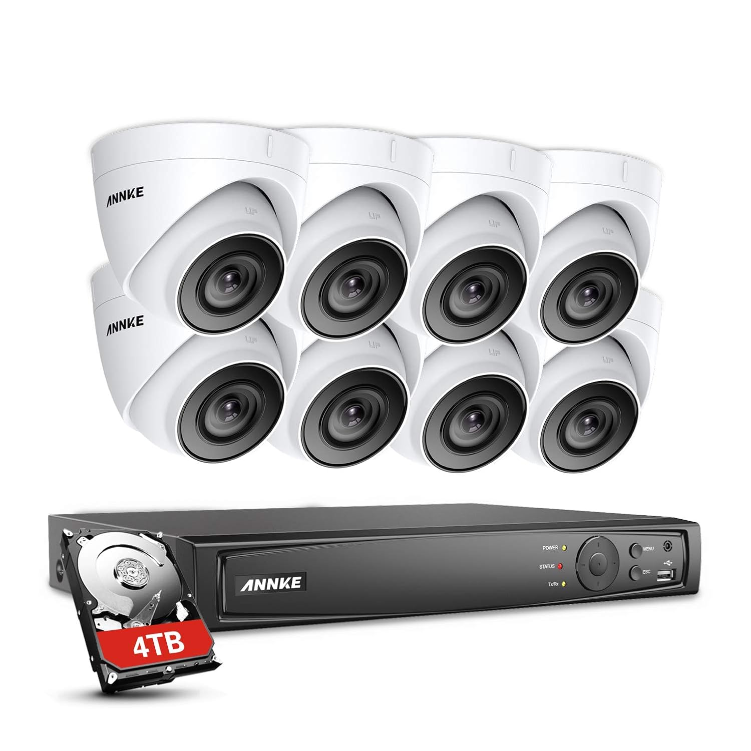 SANNCE Überwachungssystem 16 Kanäle - 4 Kameras 8MP Mit NVR Und 2TB Festplatte