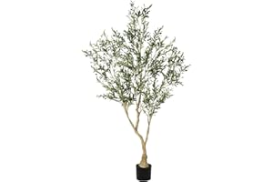 LYERSE Olive Trees Artificial Indoor - Faux Olive Tree 7ft with Large Olive Branches and Lifelike Fruits - Fake Olive Tree for Modern Home Office House Living Room Decor