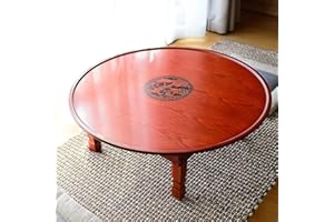 Round Solid Wood Folding Coffee Table, Low Table for Sitting On The Floor, Japanese Floor Table Foldable Dining Table, Medita