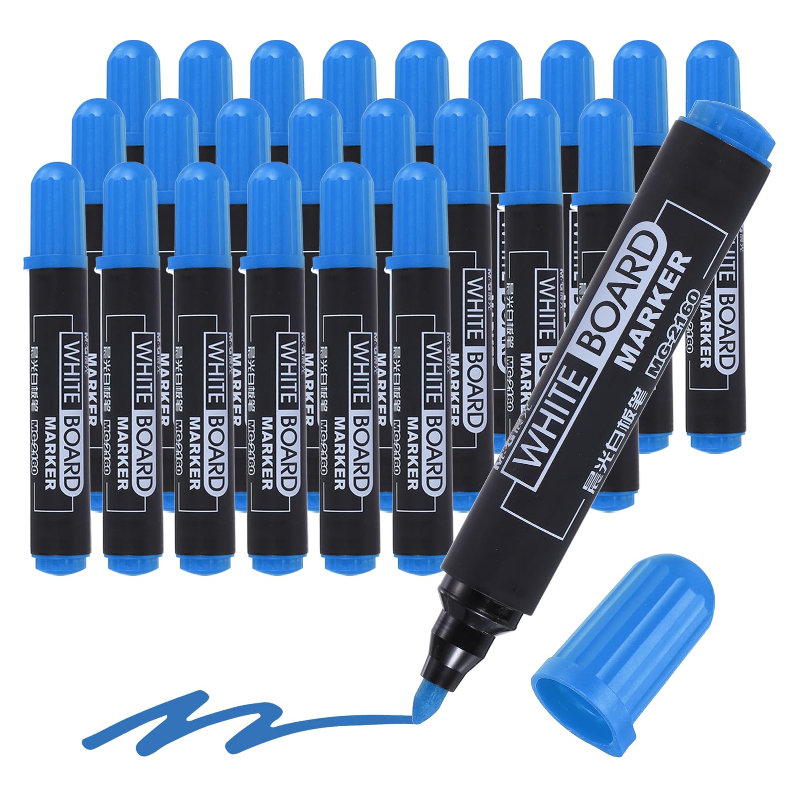 M&G Dry Erase Markers, 24 Pack Quick-Drying White Board Markers Low Odor Whiteboard Marker Fine Tip Marking Pens for Classroom Office Meeting Home, Blue