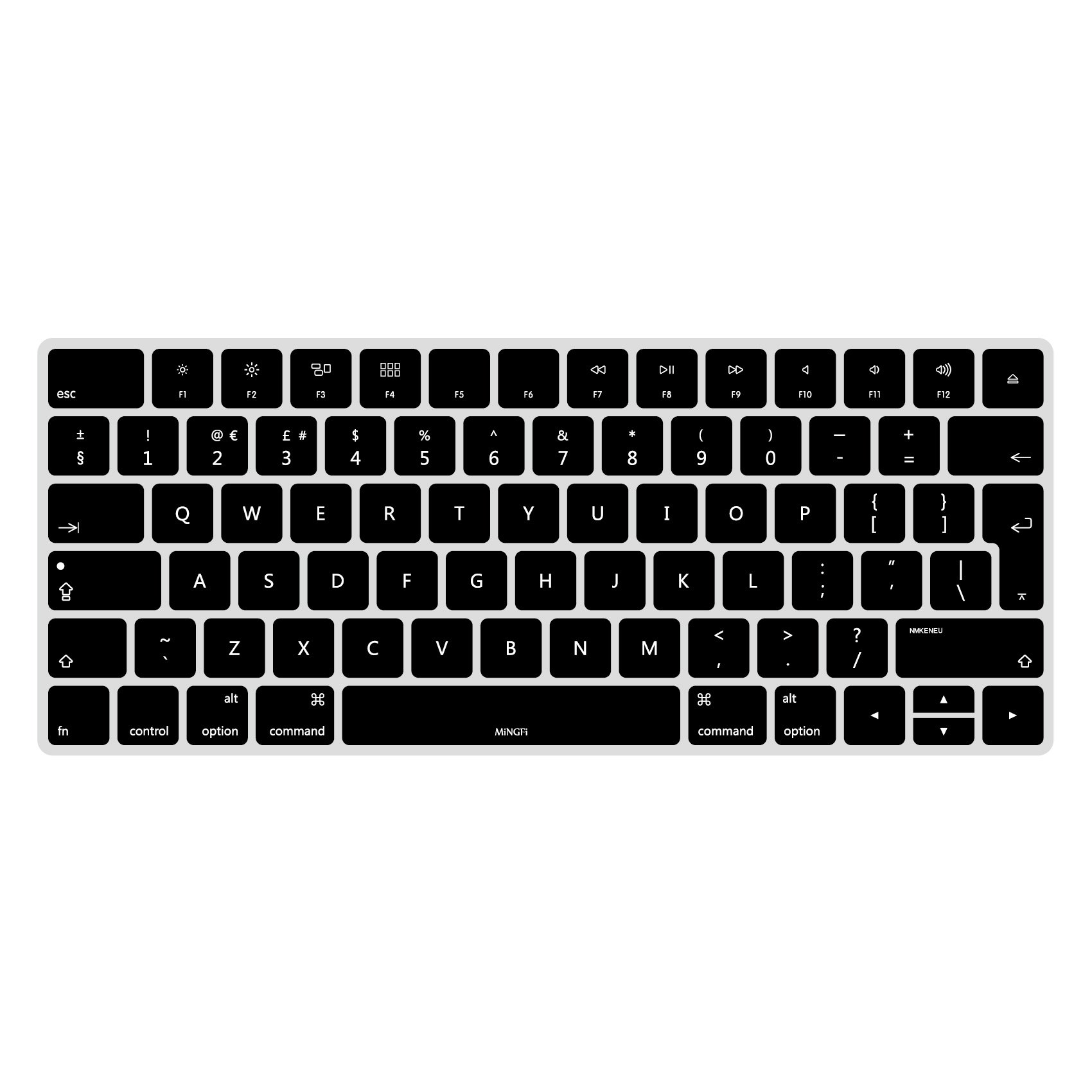 MiNGFi Silicone English QWERTY Keyboard Cover for Apple Magic Keyboard A1644 (2015-2016) EU/ISO Layout - Black