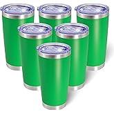 AIANJI 20oz Tumbler Bulk Stainless Steel Tumblers with Lid Vacuum Insulated Double Wall Travel Coffee Mug Powder Coated Tumbler Cup for Hot and Cold Drinks(Green, 6 pack)
