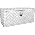 VEVOR Underbody Truck Box, 36"×17"×18" Pickup Storage Box, Heavy Duty Aluminum Diamond Plate Tool Box with Lock and Keys, Waterproof Trailer Storage Box with T-Handle Latch for Truck, Van, Trailer