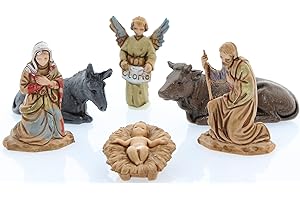 Moranduzzo Nativity 6 Figurines Micro 1.38" Scale 1:50 – Unbreakable Nativity Figures – 18th Century Style, Hand Painted, Official Product, Made in Italy, Sculptor M. Landi