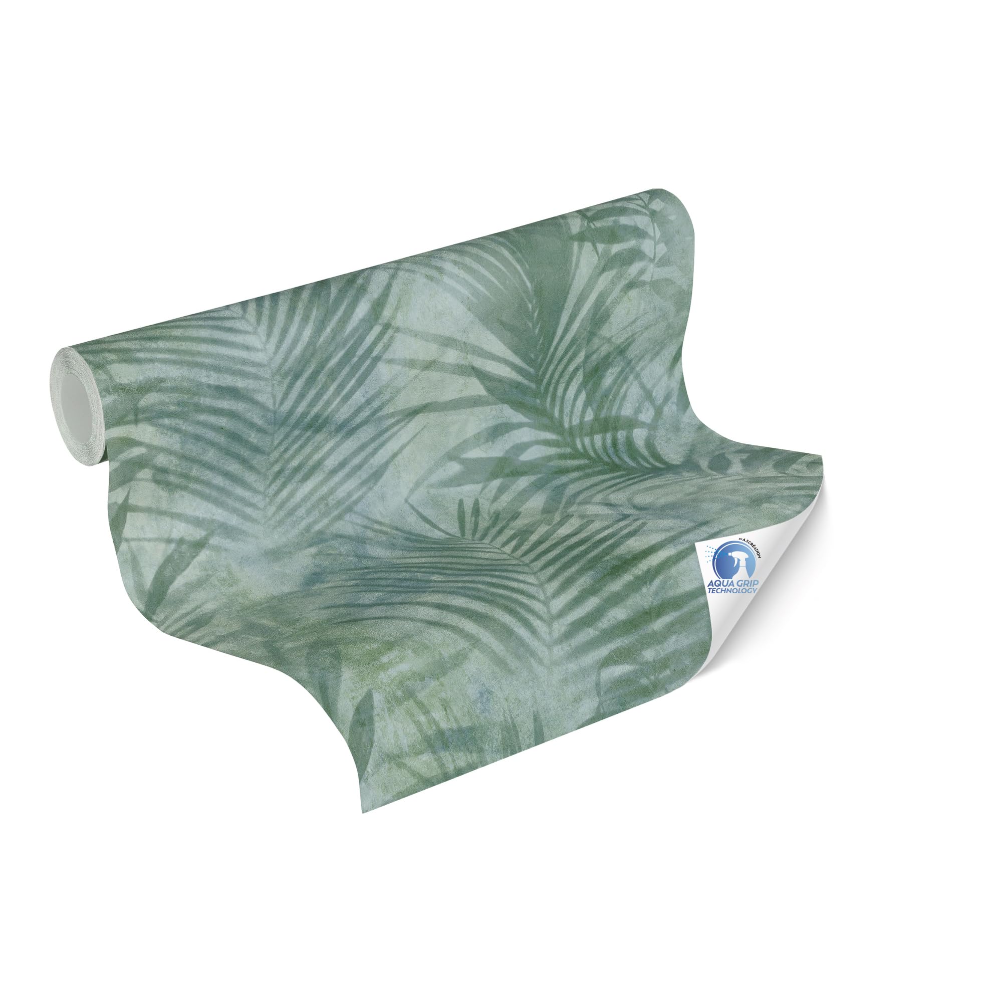 Livingwalls Wallpaper DESIGNDROP - precovered Non-Woven Wallpaper Palm Leaves in Green, Blue - 10,05m x 0,53m - Jungle Look Wallpaper - 784521
