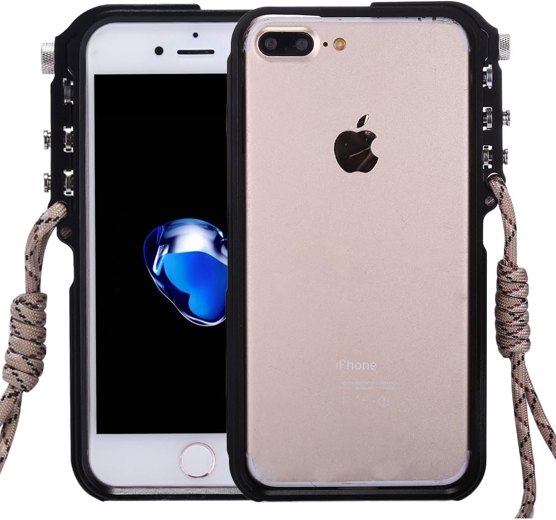 PROTECT CASE for iPhone 8 Plus & 7 Plus 4th Design Trigger Aluminum Metallic Bumper Frame (Color : Black)