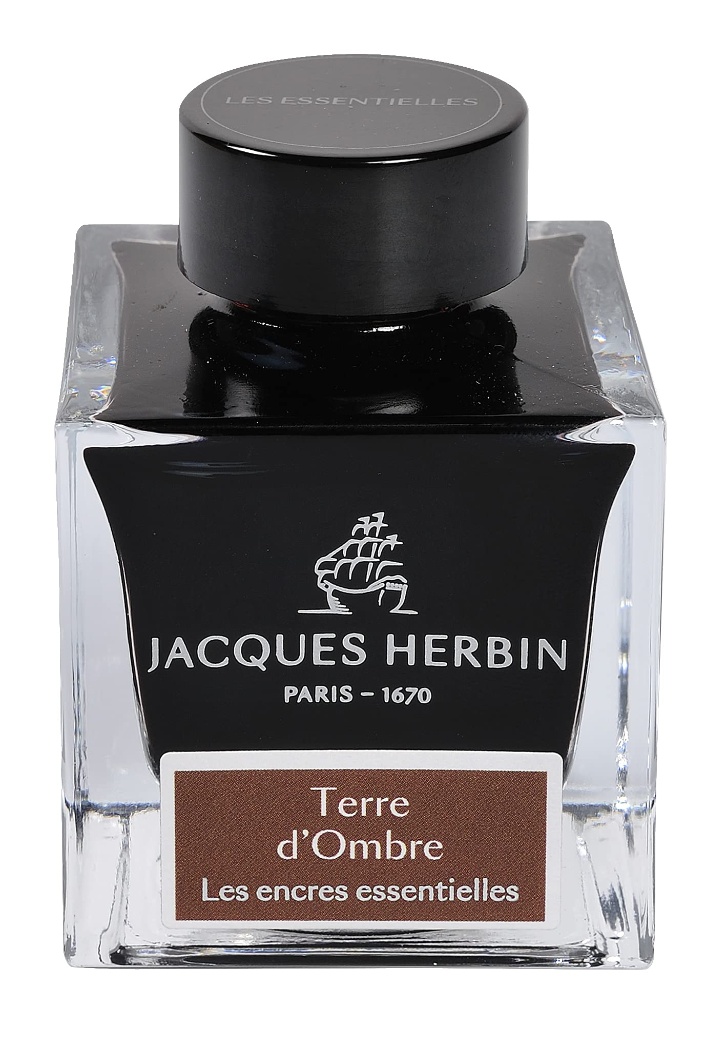 Jacques Herbin 13147JT - 50 ml ink bottle for fountain and roller pens - Terre d'ombre/ Umber colour - Made in France - Calligraphy - Writing - Arts - Creative