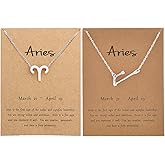 2Pcs Zodiac Necklace for Women 12 Constellation Necklace Zodiac Sign Horoscope Necklaces Zodiac Jewelry Gift