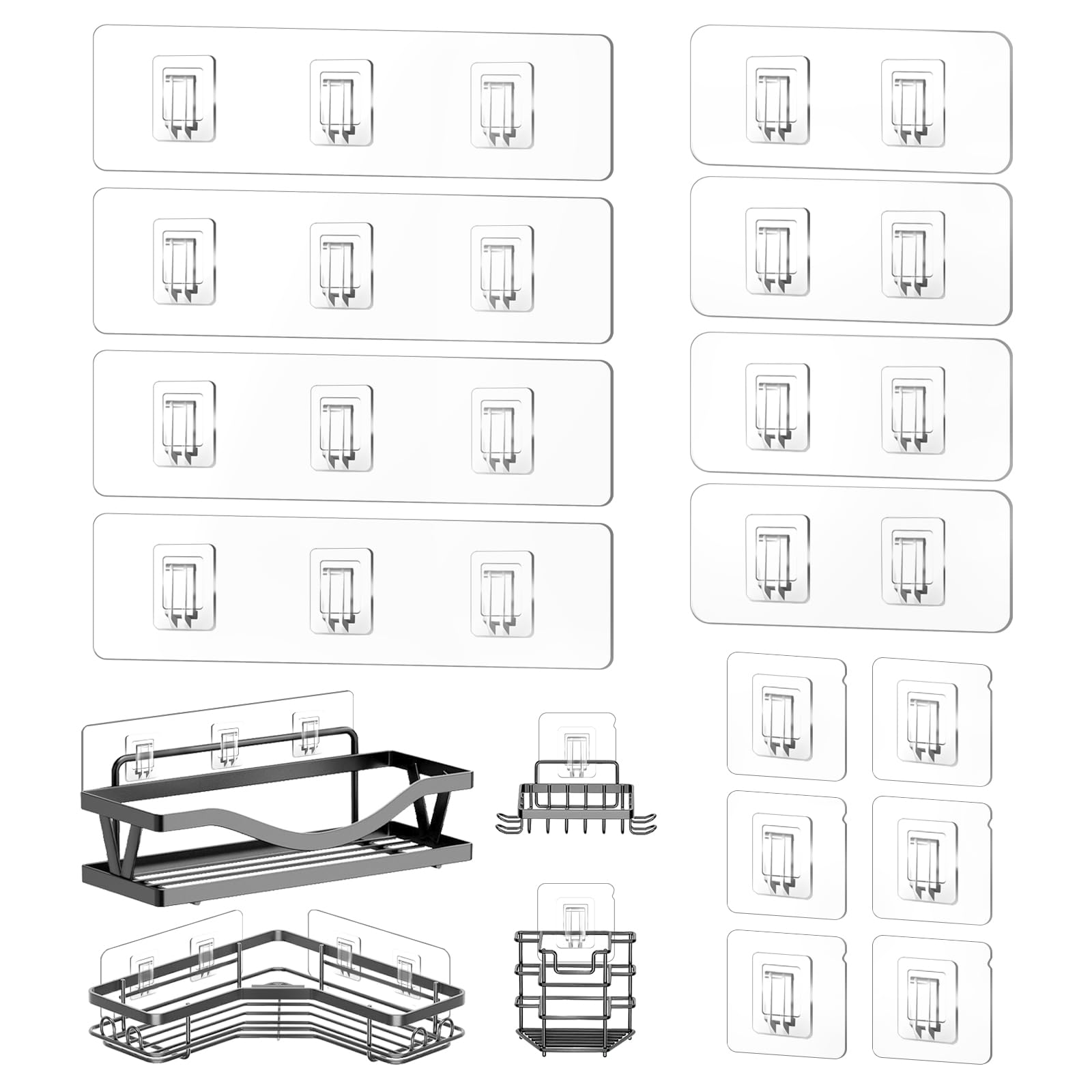 Photo 1 of 14 Pack Shower Caddy Replacement, Strong Hooks, No Drilling Shower Shelf, Hooks for Caddy, Soap Holder and Kitchen Racks