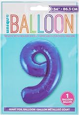 Unique Blue Number 9 Foil Balloon 86cm Large Birthday Party Decoration