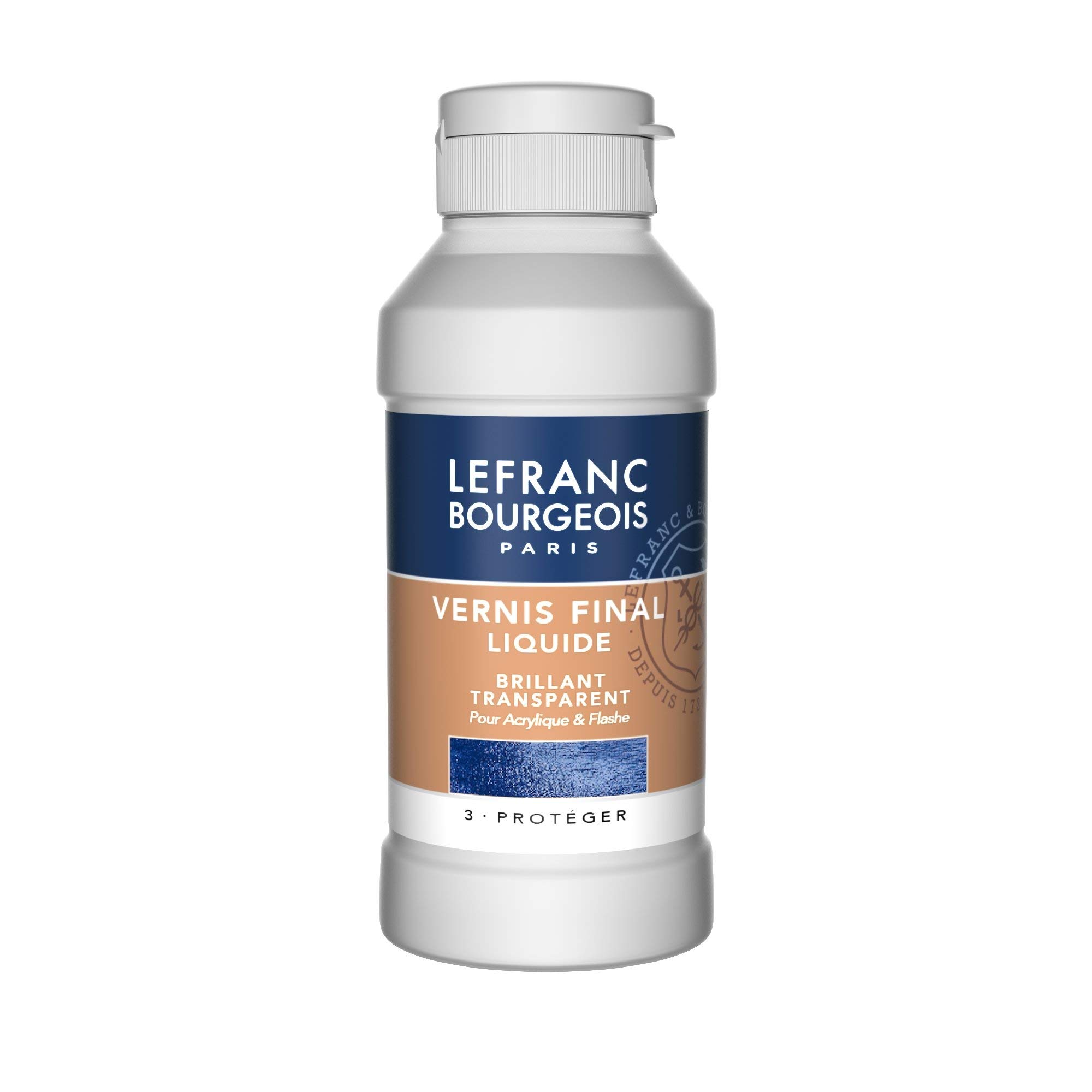 Lefranc & Bourgeois 300666 Glossy Varnish Gloss for Acrylic Paints, Clear, Gilbungsbeständigen Protection End of Pictures, 250 ml Bottle