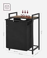 VASAGLE Laundry Basket 47 L Hamper with Shelf Pull-Out Liner 75 cm Ink Black view 7