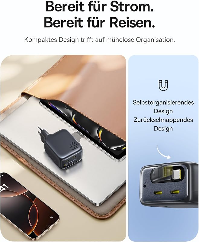 Enercore USB C Ladegerät 67W, GaN Schnellladegerät mit Kabel