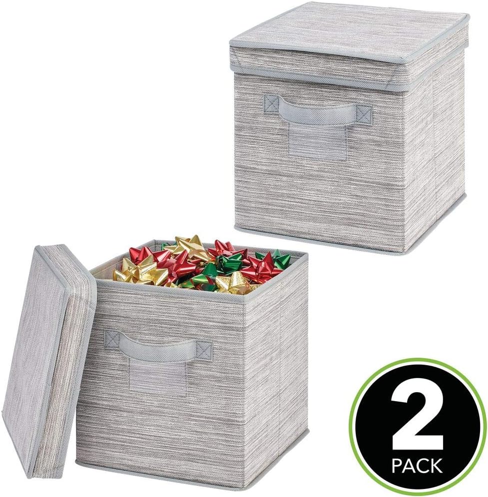 mDesign Juego de 2 Cajas organizadoras con Tapa Lazos sótano o trastero