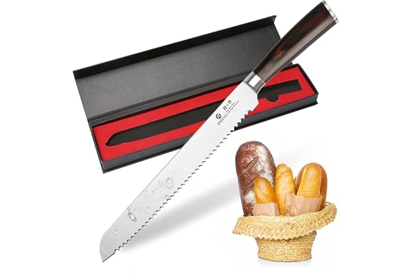 imarku Bread Knife, Japanese High Carbon Stainless Steel Professional Grade Breads Slicing Knife, 10-Inch Serrated Edge Cake
