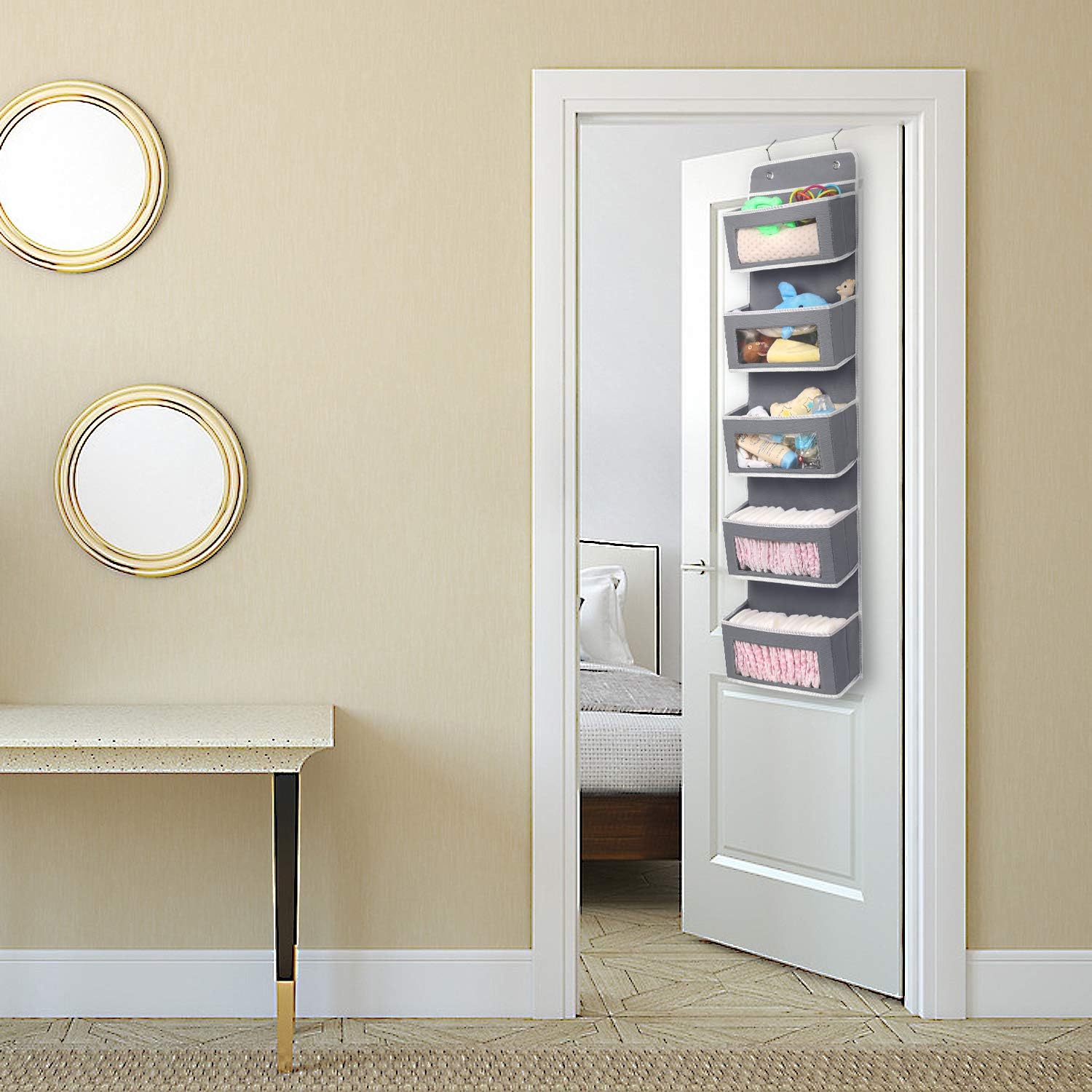 Pour Garde Manger Penderie Bebe Chambre Denfant Avec 5 Grande Poche Blanc Motif Pois Magicfly Etageres Organisateur De Rangement Suspendu Dessus De La Porte Rangement Et Organisation Cuisine Maison Lawawarenesssociety In