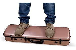 Crossrock Carbon Composite Oblong 4/4 Violin Case | Flight-Ready Protection, Suspension Padding, Hygrometer, Backpack Straps- Rose Gold(CRF4020OVRG)