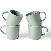 famiware Coffee Mugs Set of 4, Milkyway 13 oz Mug Set, Ceramic Cup Set with Handle for Coffee, Tea, Cocoa, Milk, Light Green